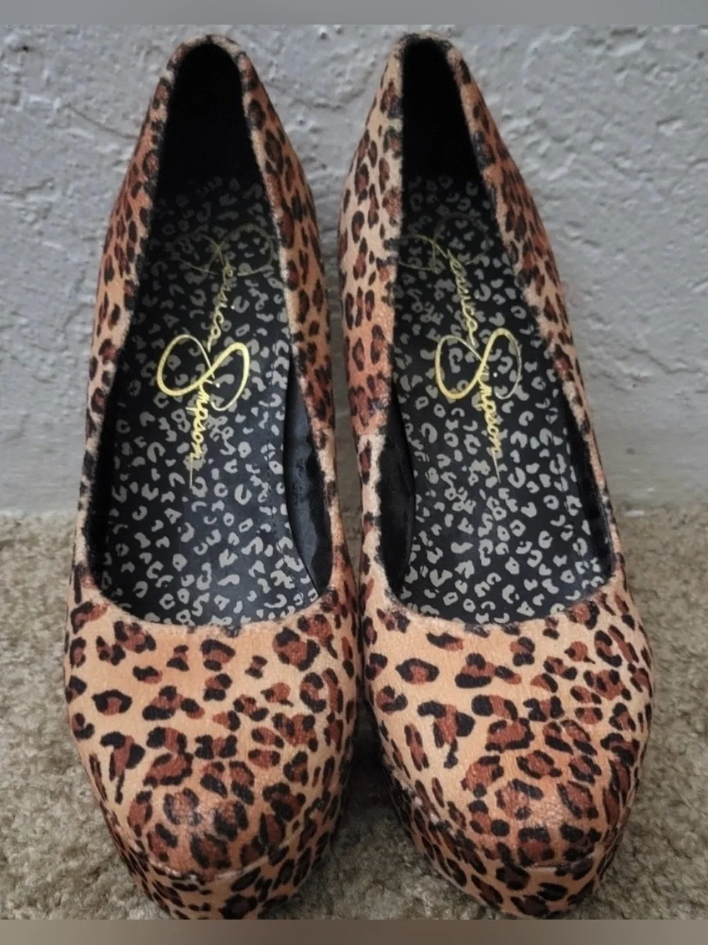 Jessica Simpson Animal Print Platform Heels Size 8